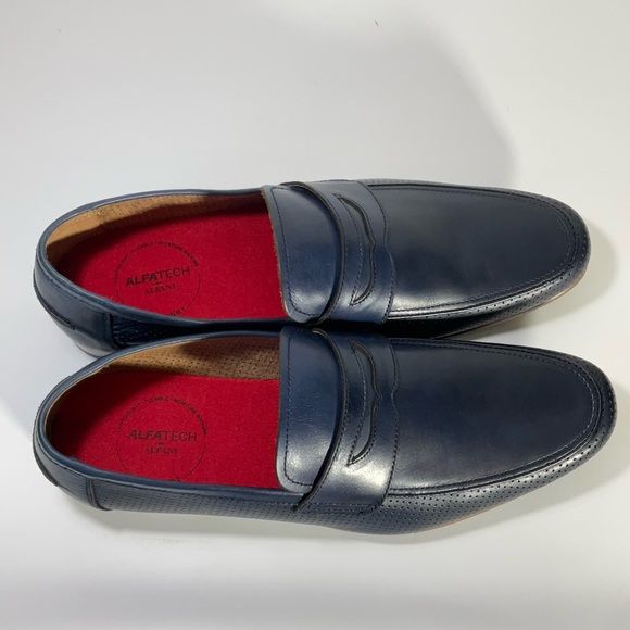 Alfani Mens Alfatech Blaine Leather Slip-On Oxfords Navy Penny Loafers Size 12M - Picture 6 of 16